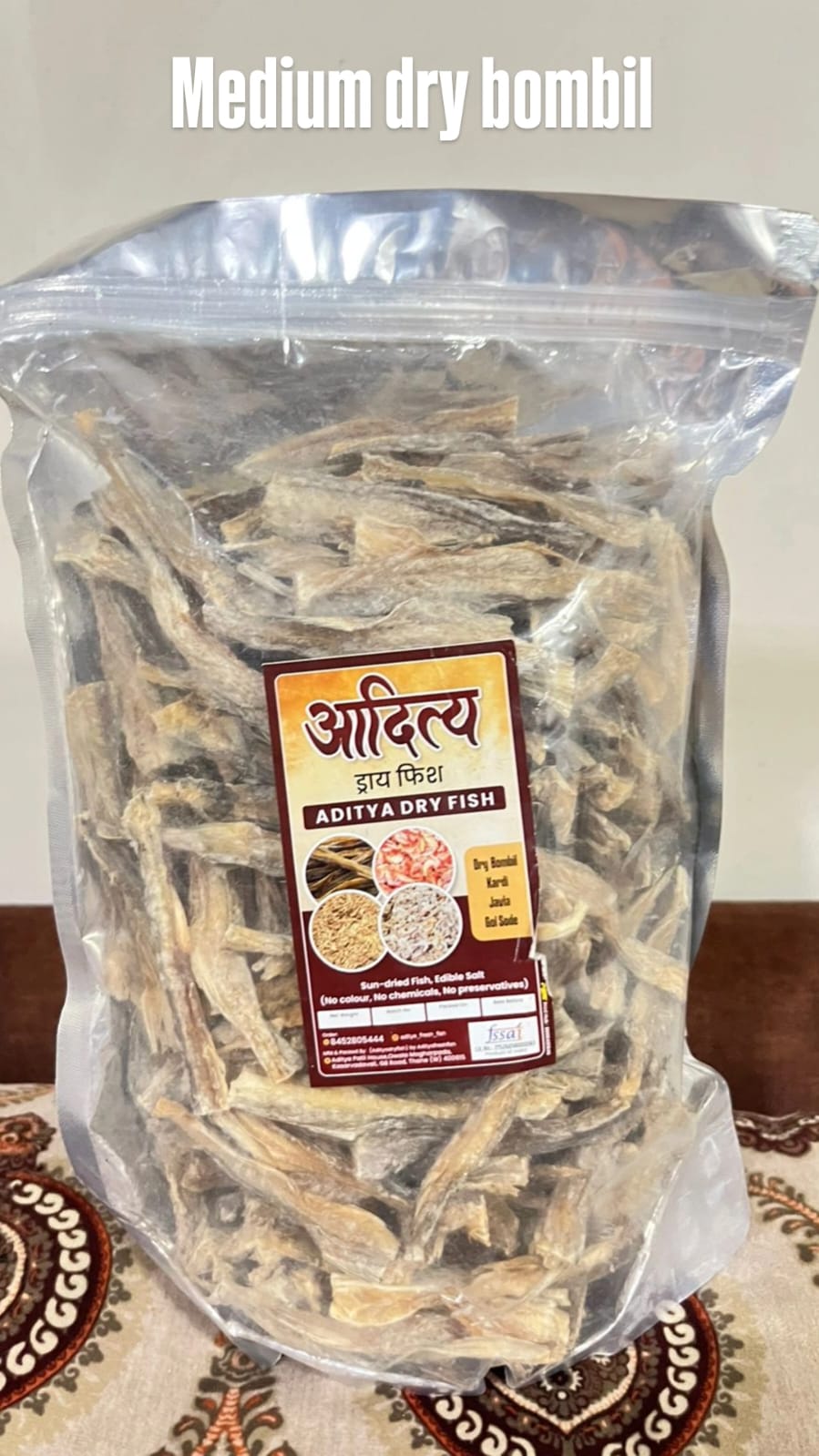 1kg Medium Dry Bombil (800g+ Cleaned) | Free Delivery 🚚